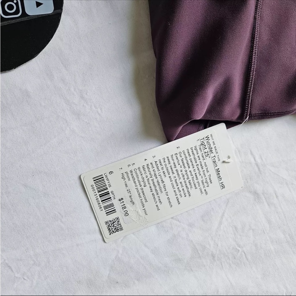 Lululemon Wunder Train Mesh HR Tight 25” GPTH Grape Thistle Women's Size 6 - Picture 7 of 7